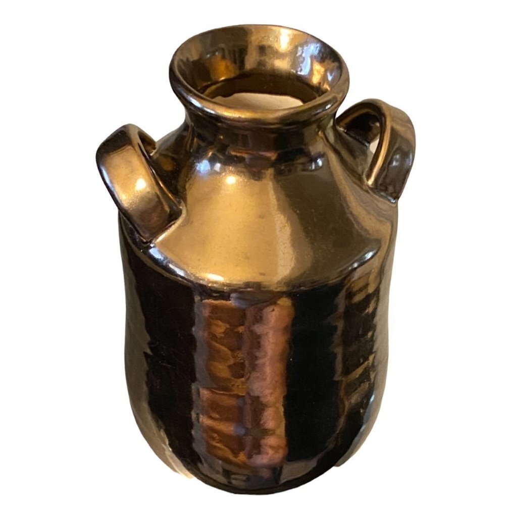 Bronze Metallic Vase with Double Loop Handles - Picture 3 of 10